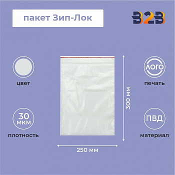 Пакет Зип-Лок 25*30, 30мкм