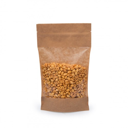 Пакет бумажный с окном 240х150х40 мм, крафт зип лок