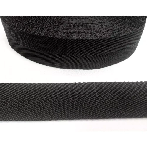 Стропа полипропиленовая (лента ременная), Елочка, цвет черный 20, 40мм